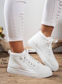 Zapatos blancos de moda, versátiles y cómodos, zapatos deportivos y para skate de unicolor universitario para exteriores