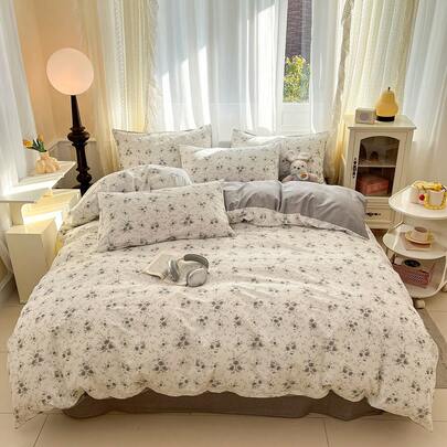 3 件套 Ditsy Floral 床上用品套装，2 个枕套 + 1 个羽绒被套（不含填充物）