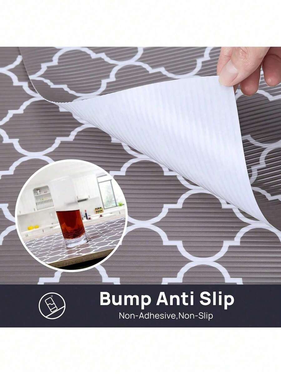 1pc Shelf Liner For Kitchen Cabinets, Non Adhesive Shelf Liner, EVA Cabinet Liners, Washable Waterproof & Oilproof Drawer Liner, Double Sided Non Slip Design - Grey/Room Decoration, Home Decor, Bedroom Decor, Room Decor, Stick On Tiles, Poster, Wall Prints, Room Decor Bedroom, Spring Summer Picks, Brides Maid Gifts, Room, Bedroom Decor, Bedroom Decor, Beach, Travel, For Men, For Women, Vacation,Cute Stuff - Grey - View 1