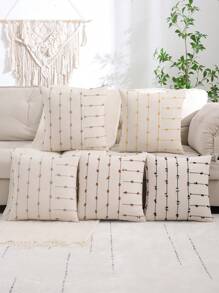 Jacquard Linnen Decoratieve Sierkussenhoes, Patchwork Design Boho Vibe Voor Woonkamer