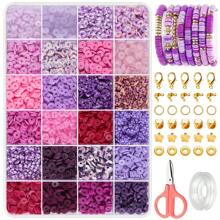 1000pcs/2542pcs Polymer Clay Flat Beads, 24 Color Soft Clay Spacer Bead Set, Suitable For DIY Jewelry Making, Necklace, Bracelet, Phone Chain Crafts, DIY Bracelet, Necklace, Earrings And Craft Bead Decoration Tools - DIY Beaded Jewelry Kit - Multicolor Polymer Clay - View 1