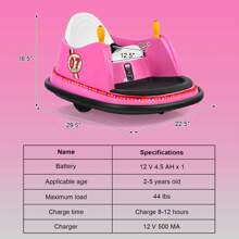 Lifezeal 12V Vehicle 360° Spin Race Toy Kids Ride On Bumper Car With Remote Control Purple/Pink/Red/Blue - Hồng - Xem 2