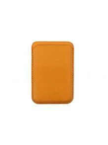 1 pieza Soporte de tarjetas magnético de piel sintética, estuche compacto y práctico para tarjetas, compatible con 12/13/14/15/16 con pegatina trasera para almacenar tarjetas bancarias/de identificación/de acceso y monedas
