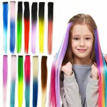 5Pcs Clip In Colored Hair Extensions For Kids, 22 Inches Rainbow Long Straight Hairpieces Synthetic,BEAHOT Hair Extensions-Pretty Gift For Cosplay Dress Up Fashion Party Birthday - Multicolor - View 3