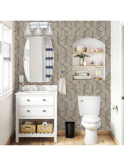 Roll Self Adhesive Home Wallpaper, Geometric Rectangular Contact Paper, Peel Stick, Waterproof Removable Living Room Kitchen Bedroom Dormitory Furniture Refurbishment Fall Aesthetic Wallpaper Wand Bathroom ation Stuff Ho Art Paper Stickers Sticker view 4