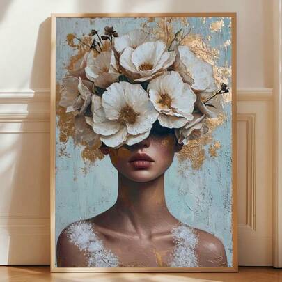 1pc/Set Vintage Golden Petal Women's Canvas Poster Print - Home Decoration Wall Art- Art Print - Modern Art - Indoor/Outdoor Use - Spring/Summer,Suitable For Bedroom, Living Room, Classroom, Perfect Room Decoration,No Frame Include