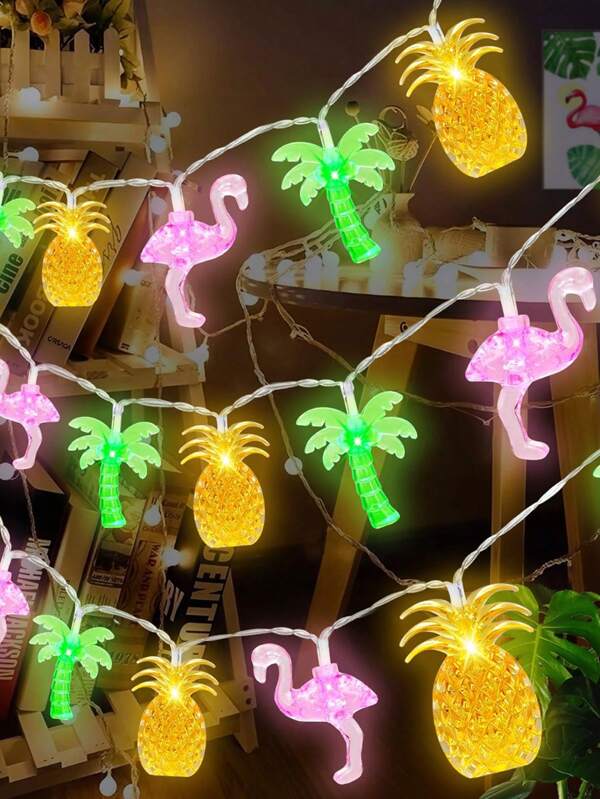1 stuk LED-lampjes met flamingo en ananas en palmbomen, op batterijen, op batterijen, voor tropische feesten, strandfeesten, zomerdecoraties, roze flamingo's, tropische luau-feesten, bruiloften en verjaardagen, Halloween-decoraties, Halloween-feestartikelen, Halloween-lekkernijen, Halloween-prijzen, Halloween-feest, Halloween in bulk