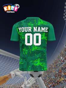 V-Neck Kids' Soccer Jersey Breathable Quick-Dry Shirt, Custom Name & No., Comfortable Fit, Suitable For Sports, Casual, Outdoor, Running, Spring/Summer, Unisex