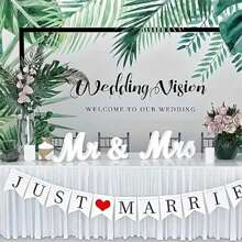 Mr Mrs Sign For Wedding Table White Wooden Mr And Mrs Signs For Sweetheart Table Photo Props Wedding Decoration - White - View 7