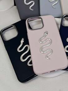 High-End Genuine Leather Phone Case In Black And Navy Colors With Unique 3D Snake Design, Compatible With IPhone 16, 15, 14, 13, 12, 11 And Compatible With Redmi, Compatible With OPPO