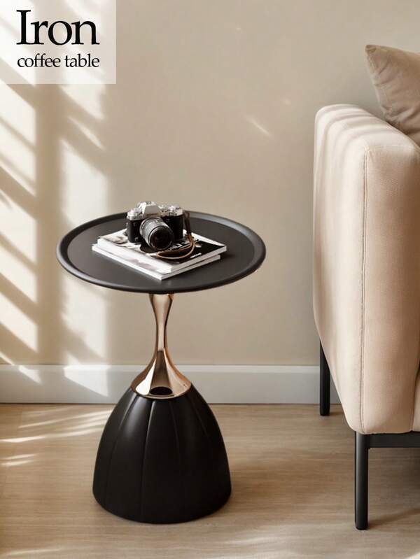 1 luxe salontafel met ijzeren kunst, creatieve ronde minimalistische tafel geschikt voor woonkamer, slaapkamer, buitentuin, vakantiedecoratie