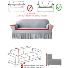 1 Vỏ bọc ghế sofa nhún bèo, Vỏ bọc ghế sofa đàn hồi trang trí, Chống thú cưng, Chống bụi, Viền hoa, Phù hợp với ghế sofa đơn/đôi/ba/bốn chỗ ngồi, Màu xám nhạt trơn, Vải lụa sữa, Chống trơn trượt, Phù hợp cho nhiều mùa - Màu Xám nhạt - Xem 14