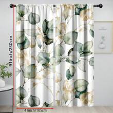 2片装桉树叶绿色植物图案窗帘，涤纶材质，适用于厨房、咖啡厅、客厅、餐厅、阳台、花园、卧室装饰，四季皆宜 - 彩色 - 查看 8