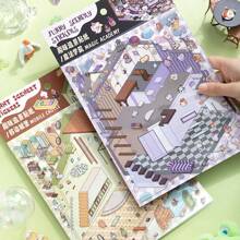 Funny Landscape Stickers, Super Jumbo 2.0 Collection Miniature Fantasy Scene Stickers, Cute Compressed Stack DIY Sticker Art