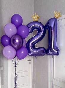 1/2pcs Purple Crown Numeric Balloons For 16th 18th 20th 21st 25th 28th 30th-60th Birthday Party Decorations