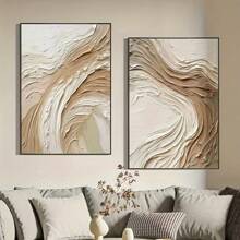 2pcs Frameless Pure Aesthetic Healing Style Blooming Impression Fresh And Simple Flowing Water Flower Abstract Thick Knife Texture Painting Poster Modern Family Bedroom Dining Hall Corridor Living Room Decoration Only Canvas Gift Gifts Birthday Graduation