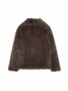 Seelio Autumn/Winter New Thick Faux Fox Fur One-Piece Middle-Length Youthful Elegant Artificial Fur Coat