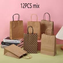 12/16pcs/Set Paper Gift Bag, Kraft Paper Bags For Party Favors, For Mother's Day , Bridesmaid Gifts , Graduation Gifts , Birthday Gifts,Wedding Gifts