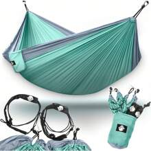 Legit Hamaca de camping – Hamacas – Hamaca para 2 personas – Hamaca de árbol – Hamaca doble – Hamaca portátil – Hamaca – Hamaca – Hamaca de viaje – Hamacas para exterior – Hamaca resistente - Grafito/Verde mar - Ver 1