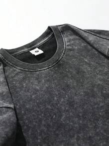 Summer Casual Streetwear Outfit: Loose Fit Snowflake Wash Short Sleeve T-Shirt + Drawstring Waist Shorts, Suitable For Outdoor, Hiking, Beach Lifestyle