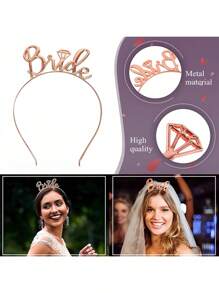 4 pièces Décorations pour enterrement de vie de jeune fille Couronne de douche nuptiale, écharpe "Future mariée" et voile pour femmes Cadeaux d'enterrement de vie de jeune fille, fournitures d'enterrement de vie de jeune fille, cadeaux, faveurs (Rose Gold)