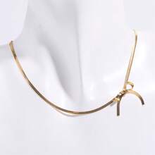 1 件女士时尚简约 18K 镀金防水不锈钢链蝴蝶结吊坠项链，日常佩戴 - 金色 - 查看 4