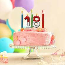 1pc Red & White Number & 12pcs Colorful Flame Birthday Cake Candle Set, Numbered Candles 0-9 For Cake Decor, Cartoon Red & White Birthday Cake Candles, Animated Birthday Candles, Cupcake Toppers, Cute Candles For Cartoon Theme Party, Birthday Celebration, And Other Parties