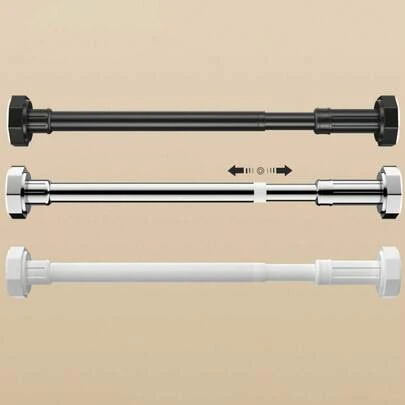 1 pièce Tringle à rideau en acier inoxydable réglable, barre à serviettes de salle de bain extensible, portant à vêtements, tringle à rideaux, tringle de penderie, tringle de douche extensible, tringle de balcon - Aucun perçage requis, convient pour les rideaux, les portes et le rangement de la chambre