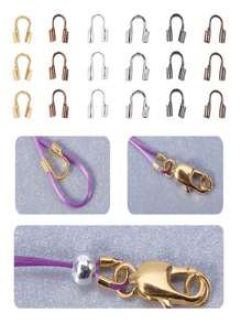 100 件铜夹扣线头扣压接珠 U 形连接器线线保护器适用于 DIY 项链手链珠宝制作配件