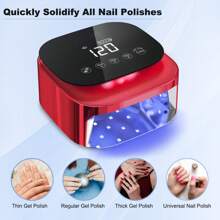 Lámpara de uñas LED UV inalámbrica, secador de uñas recargable de 60 W, luz de esmalte de gel, sensor inteligente, pantalla LCD, base desmontable, luz LED portátil para uñas con 30 cuentas y 4 configuraciones de temporizador para salón y hogar Vino tinto