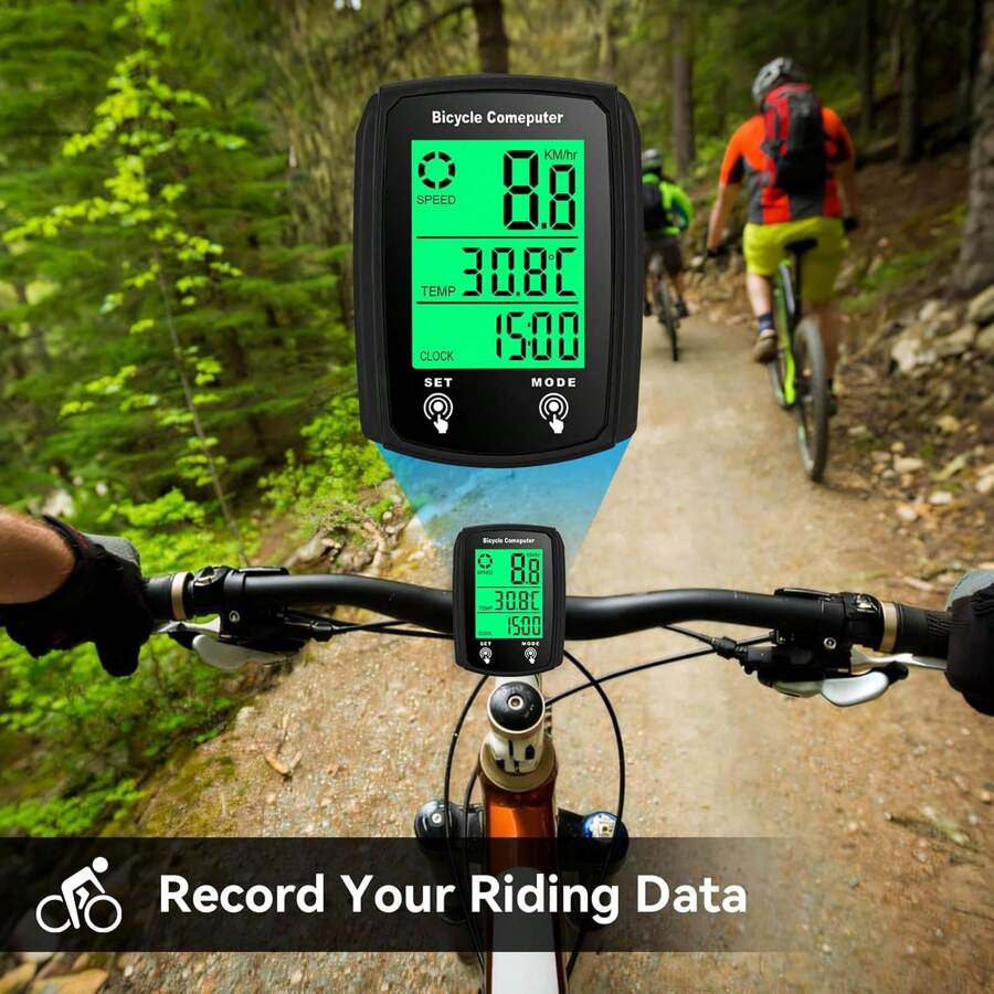 1 pieza Computadora de bicicleta multifuncional con cable, velocímetro de bicicleta, odómetro, pantalla táctil LCD, con soporte de mesa, almohadilla de silicona antideslizante y correa de conexión de nylon, retroiluminación impermeable, termómetro, regalo de análisis de datos profesional para entusiastas del ciclismo, adecuado para el ciclismo de verano en carretera y bicicleta de montaña