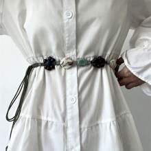 Retro Bohemian Waist Rope, High-End Woven Green Waist Belt For Women, Suitable For Dress, Shirt
