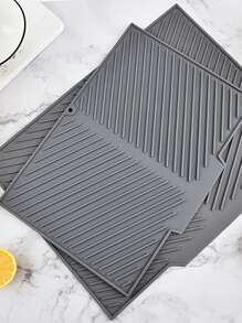 1 Pc Silicone Dish Drying Mat - Foldable, Heat-Resistant, Multi-Purpose Kitchen Draining Pad, Suitable For Dishes And Utensils