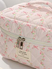 1Pc/Set Floral Pink Makeup Bag For Girls Makeup Bag Set Cosmetic Organizer Multi-Functional Storage Bag Clutch With Zipper Closure For Skin Care,Cosmetics,Lip Oil,Sunscreen Cream,Hand Cream,Headset,Coin,Stationery,Small Items Cute Makeup Bag Makeup Bags Makeup Case Make Up Bag Daily Commute Essentials Travel Essentials Cruise Essentials Dorm Essentials The Gift For Good Friends Birthday Gift Wedding Bridesmaid Gift Mom's Gift Teacher's Gift Back To School Supplies - Pink - View 6