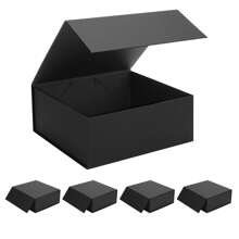 1个一体式翻盖包装盒 - 磁性礼盒 - 硬纸板盒 - 黑色豪华礼盒 - 天地图案礼盒 - 长方形礼盒 - 易收纳盒 - 商务礼盒 - 蝴蝶结礼盒 - 白色礼盒 - 圣诞节/万圣节/生日礼盒 - 黑色 - 查看 5