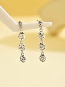 1 Par de Aretes Colgantes de Espiral Retro, Adecuados para Uso Diario y Festivo de Mujeres