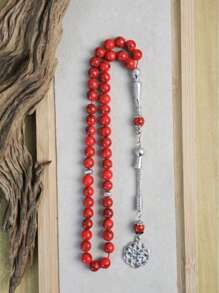 1 pieza Pulsera con 45 cuentas de turquesa simulada de tamaño pequeño, Tasbih de oración musulmana árabe para hombres