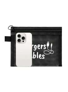 带数据线图案的网眼化妆包，红色气垫收纳便携式收纳包，化妆包，护肤包，旅行必需品，宿舍用品，婚礼新娘礼物，母亲礼物，生日礼物，送给朋友和老师的礼物，浴室收纳，珠宝收纳，唇油和化妆品收纳包，返校用品 - 彩色 - 查看 10