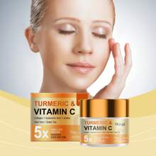 Humectante de Cúrcuma y Vitamina C - Humectante para adultos tanto para hombres como para mujeres con ácido clorhídrico hipertónico, colágeno, naranja de luna, vitamina E - Apto para todo tipo de piel, el ácido de vitamina A se usa para hidratar, firmar y uniformar el tono de la piel