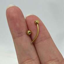 316L Surgical Steel 16G Curved Barbell Snake Eyes Tongue Ring Eyebrow Nipple Belly Earring Piercings Jewelry 14mm 9/16 Inch - Sold Individually - Gold - View 1
