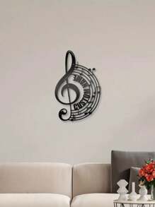 A Piece Of Wrought Iron Customizable Metal Note Wall Decor Art Logo Personalized Name Treble Clef Design Bedroom Studio Kitchen Indoor And Outdoor Art Home Decor No Electricity Multifunctional Wall Hangings Perfect For Christmas Halloween Easter Thanksgiving Gifts Birthday Graduation