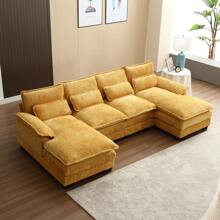 U Shape Sectional Sofa Cloud Couch For Living Room, 110" Modern Chenille Comfy Modular Sofa, 4 Seat Upholstery Sofa Sleeper With Double Chaise & Memory Foam - Màu Mù tạt vàng - Xem 2