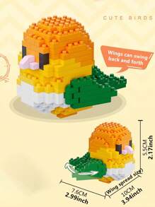 1 pieza Conjunto de bloques de construcción 3D con diseño creativo y DIY de pájaro, loro, gorrión, animal en estilo de dibujos animados, juguete educativo de ensamblaje, mejor regalo para amigos y familia, regalo de cumpleaños