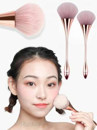 1 支专业化妆刷，配有柔软而密集的合成纤维刷毛 - 非常适合完美涂抹粉底、腮红和高光