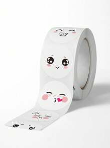 500 Pcs/Roll Cartoon Cute Expression Stickers, Multi-Expression Creative Diary/Planner Decorative Material, Waterproof Sticker For Students Reward & Encouragement