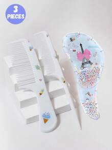 3pcs/2pcs Cartoon Hair Comb Set - Wet And Dry Combing And Styling Brush For All Hair Types, Durable ABS Plastic Handle, Perfect Gift Choice(Purple Unicorn Comb Pattern Random)