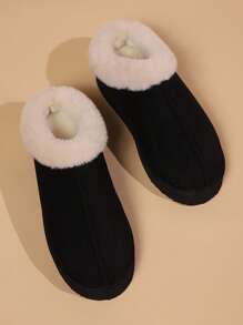 Women Plush Warm Slippers, Comfortable Winter Snow Shoes - Black - View 5