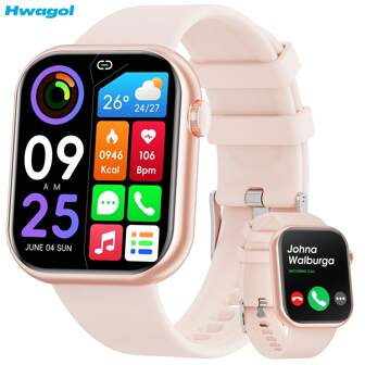 Hwagol 2025 升级版智能手表（接听/拨打电话），1.85 英寸显示屏，230mAh 电池容量，适合男性和女性，健身追踪器，多种运动模式，步数卡路里计数器，睡眠监测器，心率监测器手表，兼容 Android 和