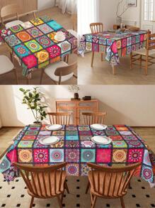 1pc BOHO Polyester Tablecloth, Colorful Bohemian Pattern Table Runner, Holiday Birthday Party Decoration Table Cover, Coffee Table Dining Table Cabinet Bar Decoration Table Set, Kitchen Dining Room Decoration Table Skirt, Four Seasons Everyday Home Decoration Table Runner, Indoor Outdoor Party Dining Picnic Table Cloth, Washable Tablecloth
