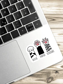 1 pieza Pegatina divertida de la pata de gato, pegatina Piedra Papel Tijera, pegatina de gato divertida, calcomanía divertida para laptop, imán para compañero de trabajo